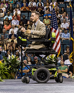 Sergeant Bryan Anderson speaking to a crowd